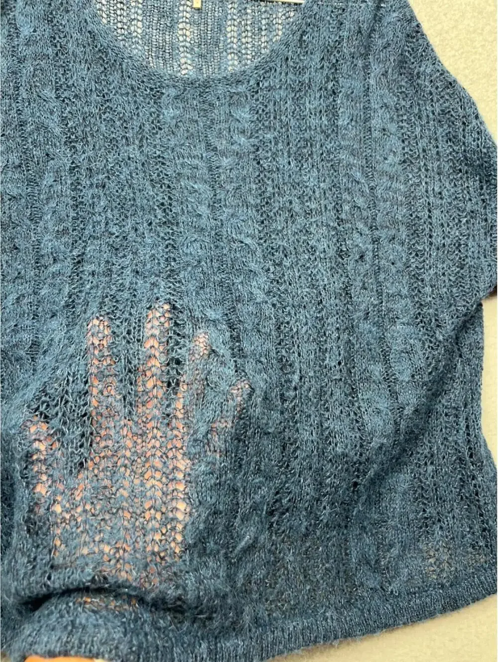 Free People Cosmos Oversized Open Knit Fuzzy Pullover Sweater Womens M Boho Chic
